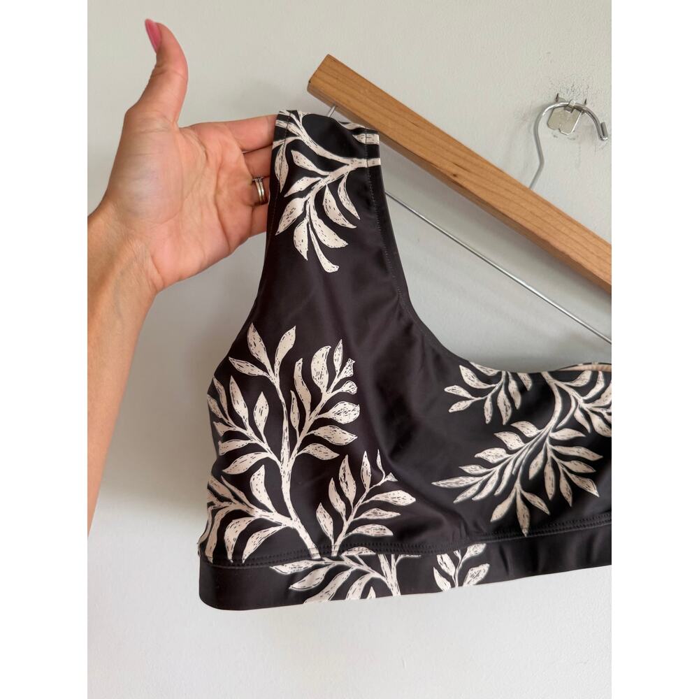 Albion Fern Pattern High Waisted Low Cut Leg Bikini Bottoms Brown M - Picture 5 of 9